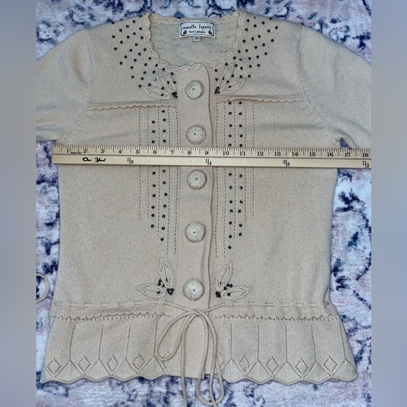 Nanette Lepore Cream Cashmere Embellished Cardigan Size Medium - Picture 5 of 7